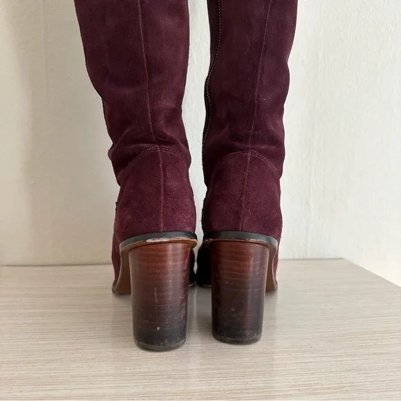 Coach Oxblood Suede Leather Knee Boot - Picture 4 of 6